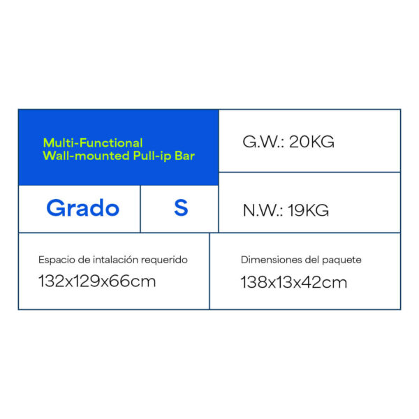 MF01 - Barra de dominadas multifuncional para pared - Imagen 7