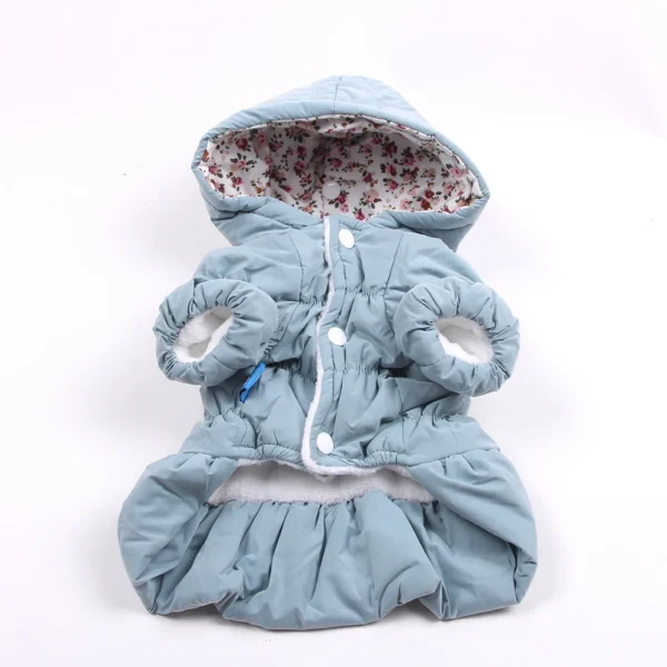 Campera inflada con capucha, falda burbuja e interior de flores - Imagen 6