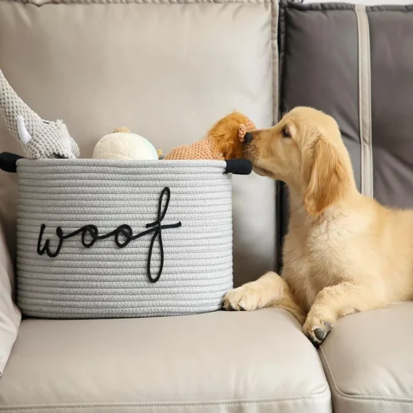 Cesta tejida para juguetes de mascotas - Imagen 4