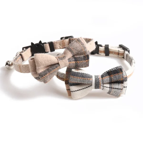 Bandana y Moño a Cuadros tipo Burberry para Gatos - Imagen 3