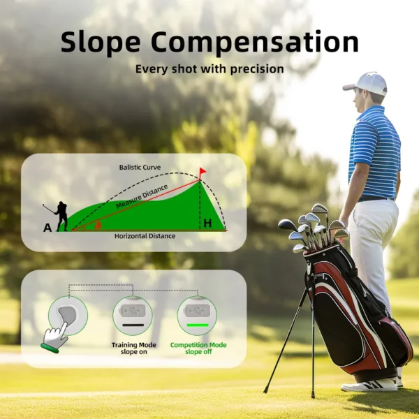 Telémetro de Golf con pendiente, 1000 yardas, aumento de 6X, tira magnética de vibración - Imagen 3