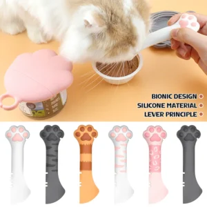 Cuchara multifunción enlatada para mascotas y tapa