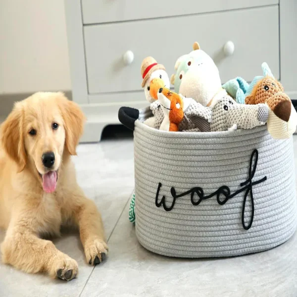 Cesta tejida para juguetes de mascotas - Imagen 3