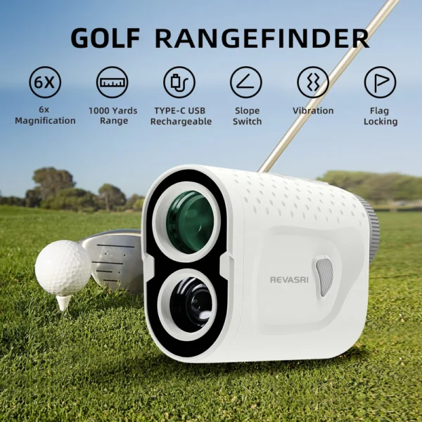 Telémetro de Golf con pendiente, 1000 yardas, aumento de 6X, tira magnética de vibración