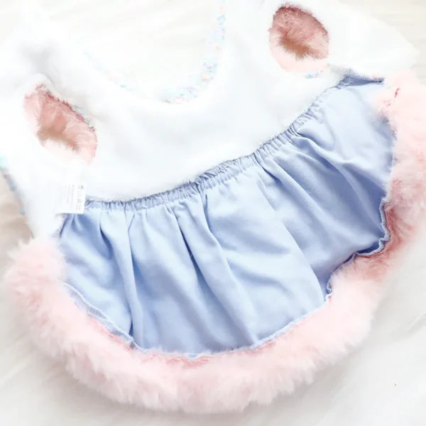 Vestido de piel para perro, vestido grueso de princesa para gato, abrigo de encaje de felpa colorido, tracción para perro pequeño, ropa para cachorros, otoño e invierno - Imagen 4