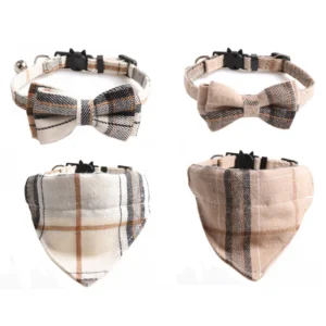Bandana y Moño a Cuadros tipo Burberry para Gatos
