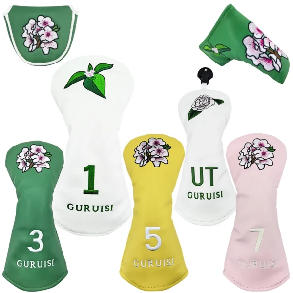 Cubiertas de cabeza de madera con bordado de flores para Club de Golf