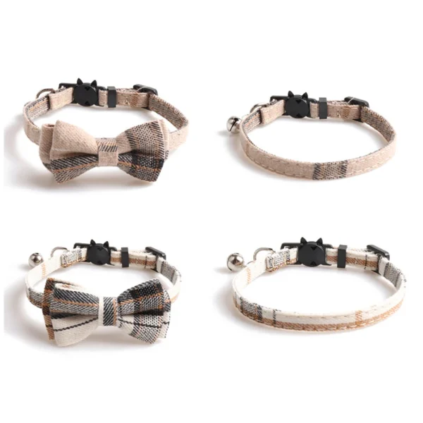 Bandana y Moño a Cuadros tipo Burberry para Gatos - Imagen 2