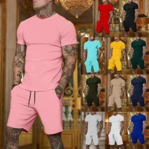 Traje deportivo de dos piezas para hombre con pantalones cortos de malla