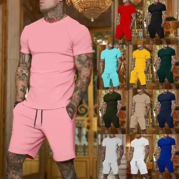 Traje deportivo de dos piezas para hombre con pantalones cortos de malla