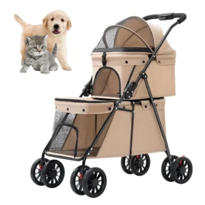 Cochecito plegable para mascotas para gatos y perros pequeños, diseño liviano y portátil con cinturón de seguridad, perfecto para viajes al aire libre