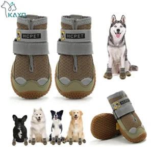 4 unids/set de zapatos para perros, botas reflectantes impermeables