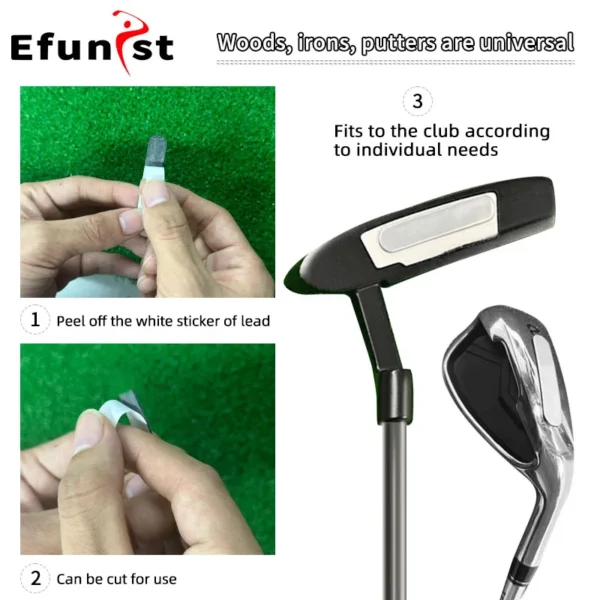 Cinta de plomo ponderada para palos de Golf, 10 Uds., 3 g/unid, herramienta de práctica asistida de Golf plateada. - Imagen 6
