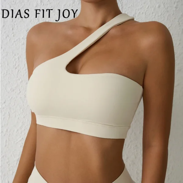 Sujetador deportivo sexy de un solo hombro para yoga