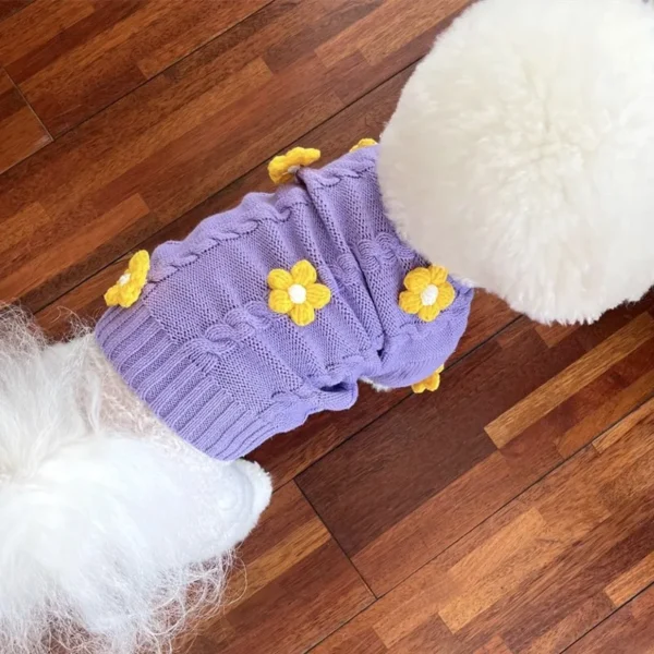 Suéter Morado de Flor amarilla para Perros Pequeños y Medianos - Imagen 4
