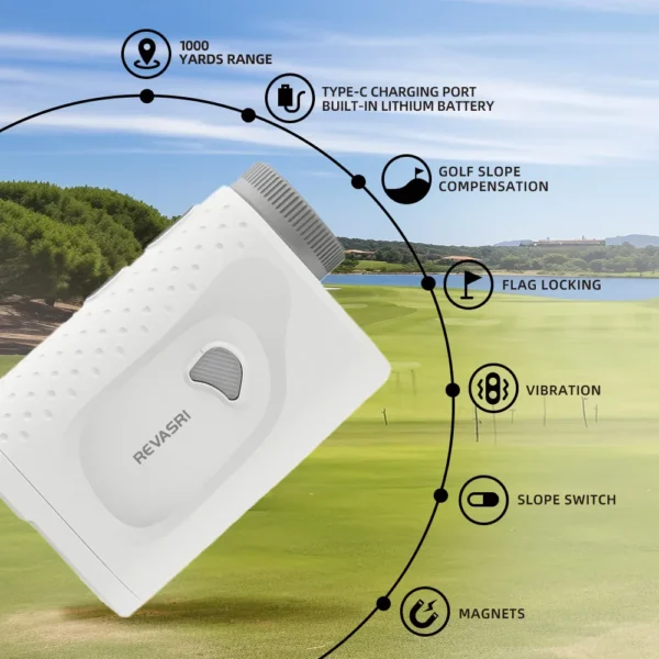 Telémetro de Golf con pendiente, 1000 yardas, aumento de 6X, tira magnética de vibración - Imagen 2