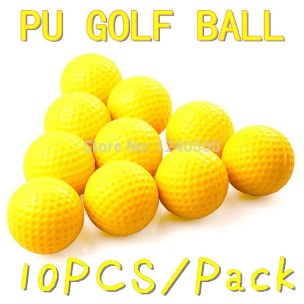10 unids/lote suave práctica interior PU pelotas de Golf amarillas ayuda de entrenamiento - Imagen 2