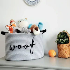 Cesta tejida para juguetes de mascotas