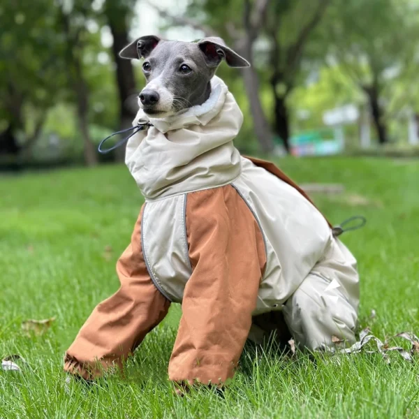 Abrigo caqui de felpa engrosada de 4 patas impermeable rompeviento - Imagen 3
