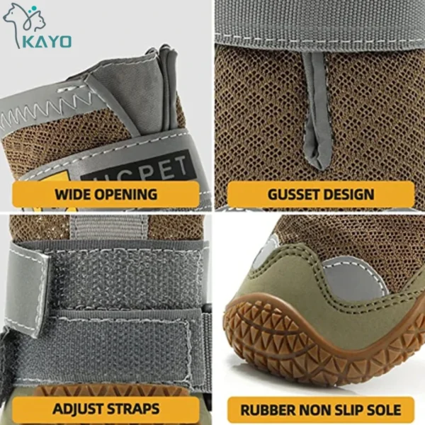 4 unids/set de zapatos para perros, botas reflectantes impermeables - Imagen 4