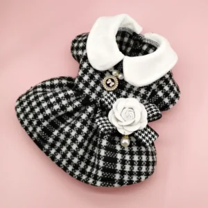 Vestido de Tweed para mascotas, chaquetas de primavera y otoño, ropa para perros, oso de peluche, Schnauzer, cachorro, gato, ropa cálida para mascotas, ropa de Navidad para perros