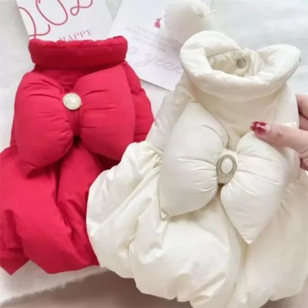 Vestido tipo Campera Inflada con Moño y Bijou de Princesa