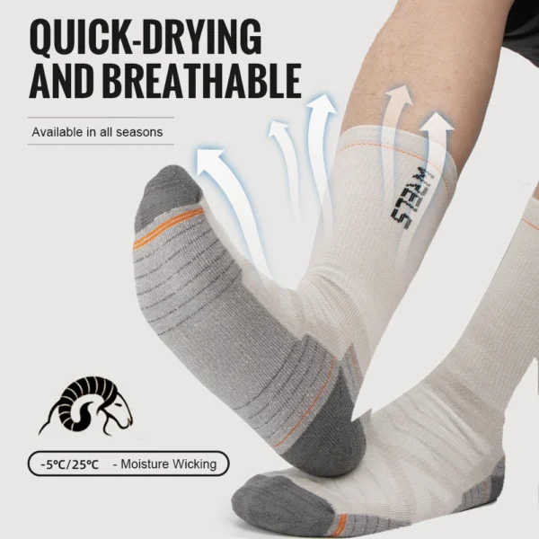 Calcetines de lana merina para senderismo, correr, suaves, ligeros, absorción de impactos, amortiguación - Imagen 5