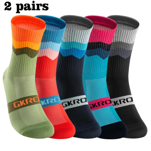 2 pares de calcetines de ciclismo profesionales calcetines transpirables