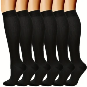 6 pares de calcetines de compresión de color sólido calcetines de compresión de enfermera Color de piel negra